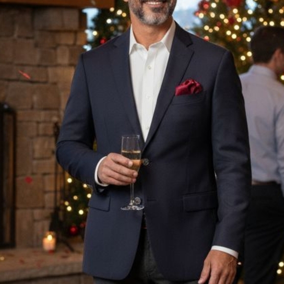 Hart Schaffner Marx Other - Hart Schaffner & Marx - Navy Blue Blazer, Mens 46R,  100% Wool, Single Breast